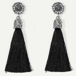Black tassel earrings
